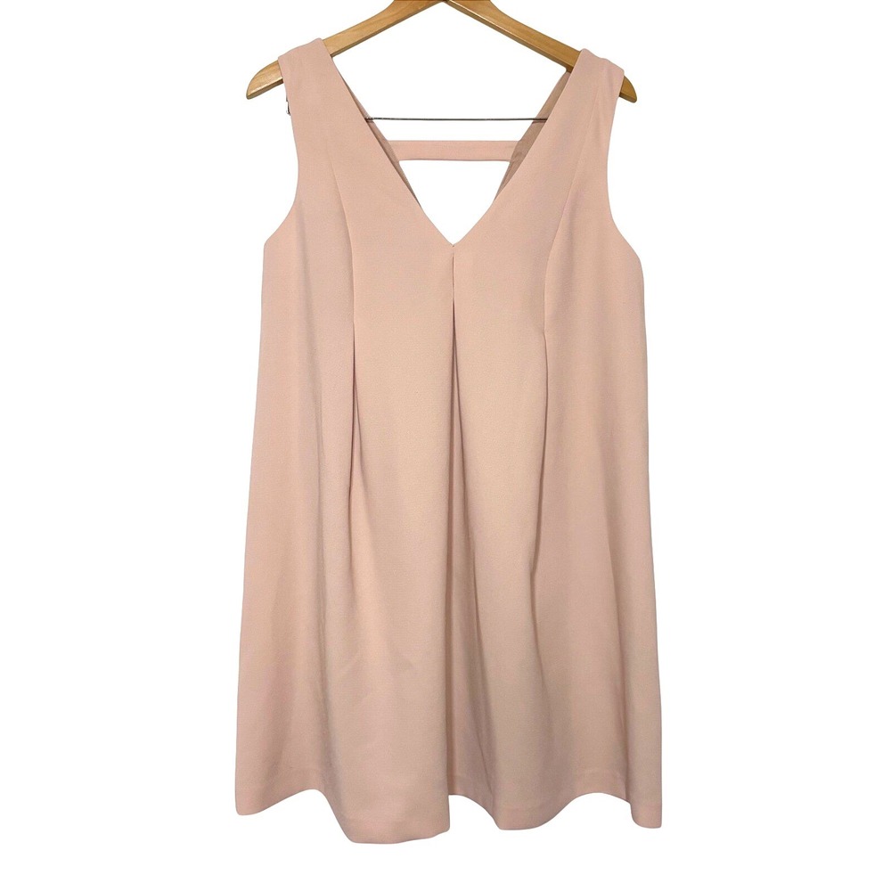 BCBGeneration Blush Pink V-Neck‎ Pleated Sleeveless Shift Dress Size M